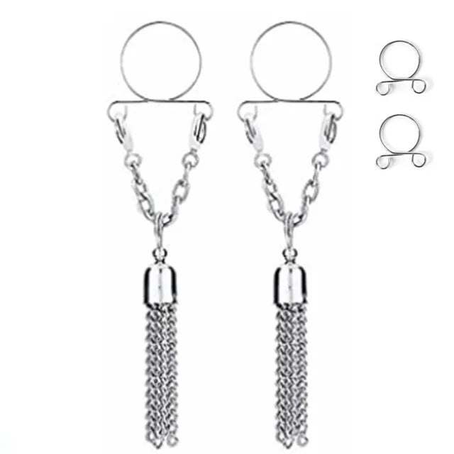 Faux Piercing téton Chaine Argentée Femme