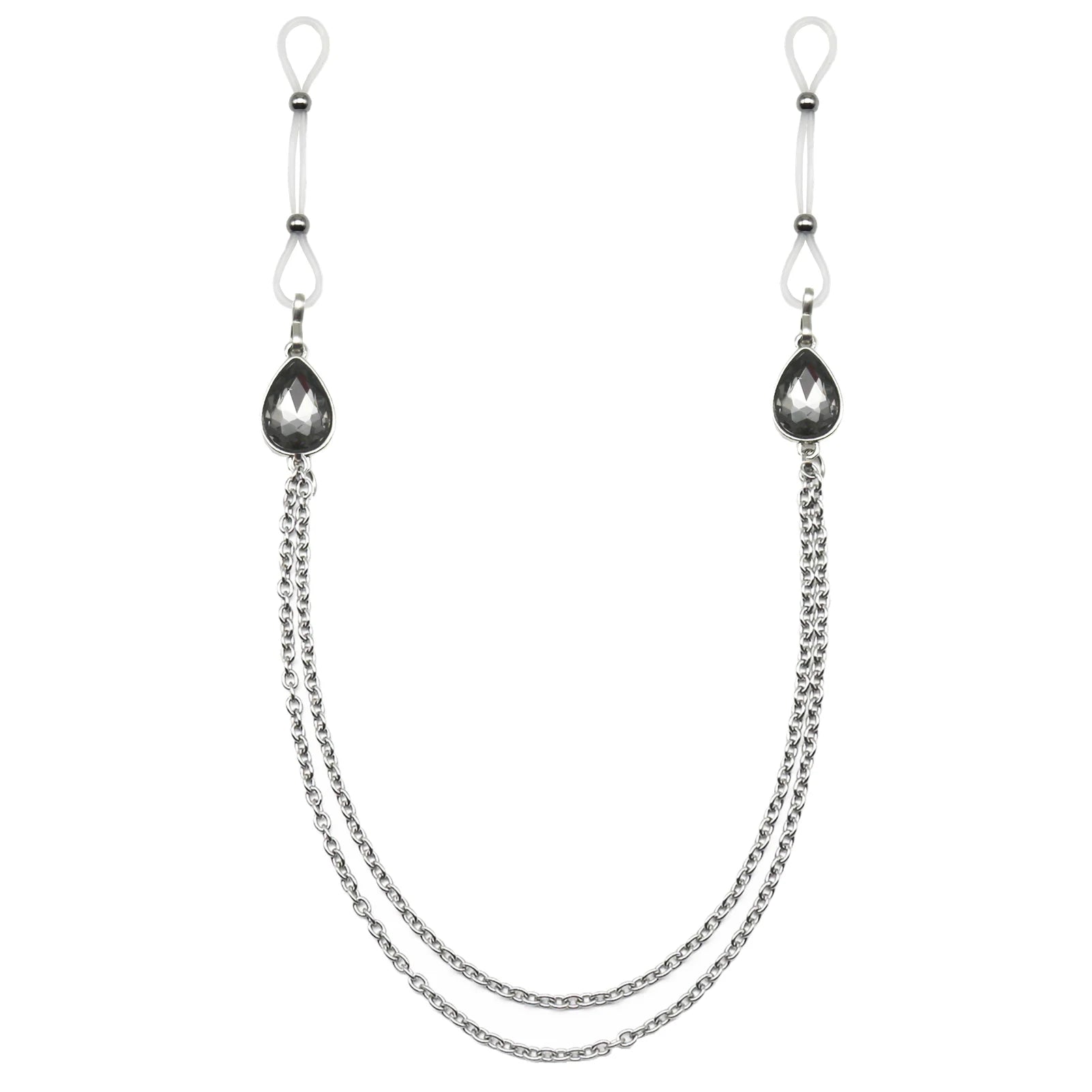 Faux Piercing Tétons Chaine Bijou Noir