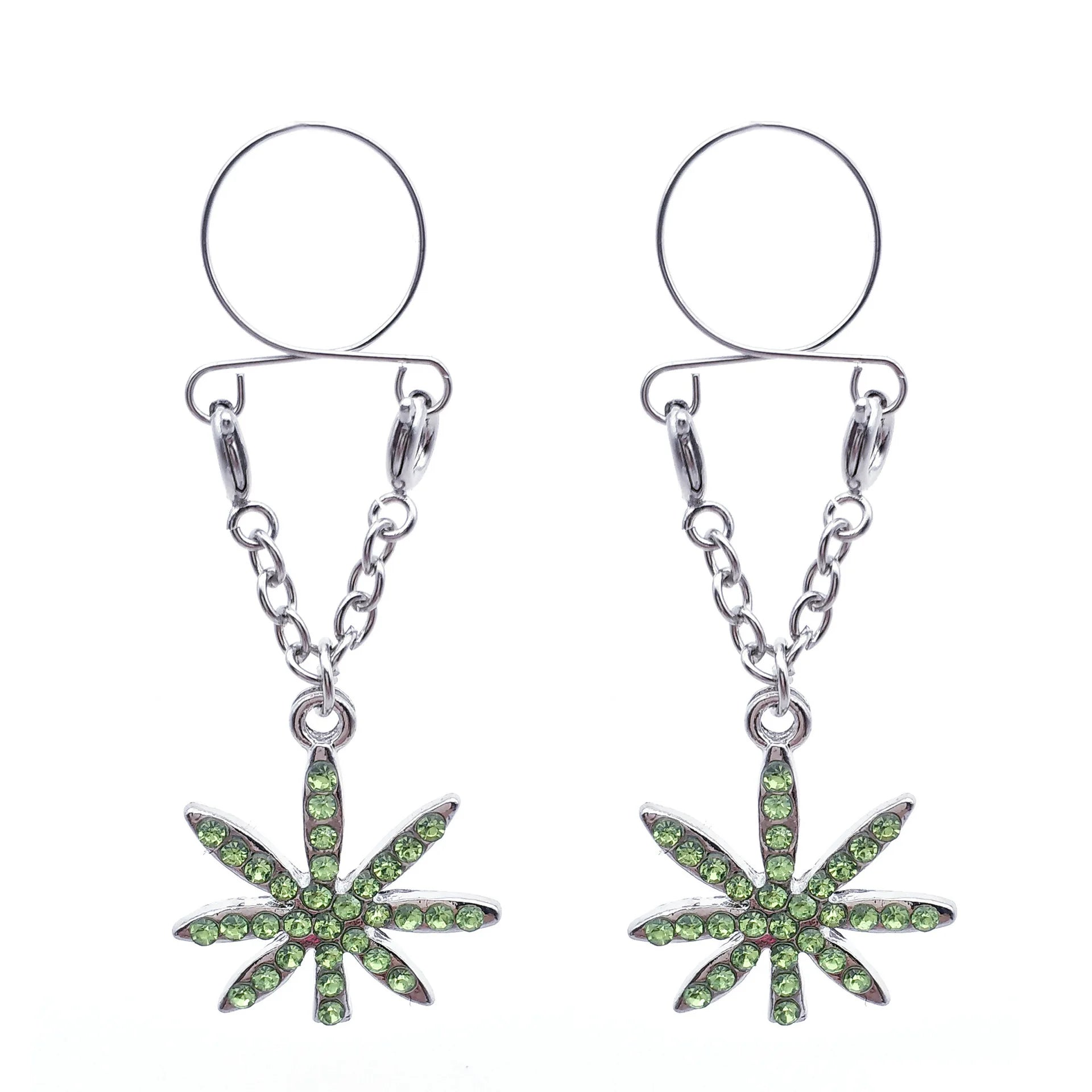Faux Piercing téton Feuille Cannabis Femme