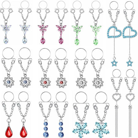 Faux Piercing téton Papillons Bleu Femme-1