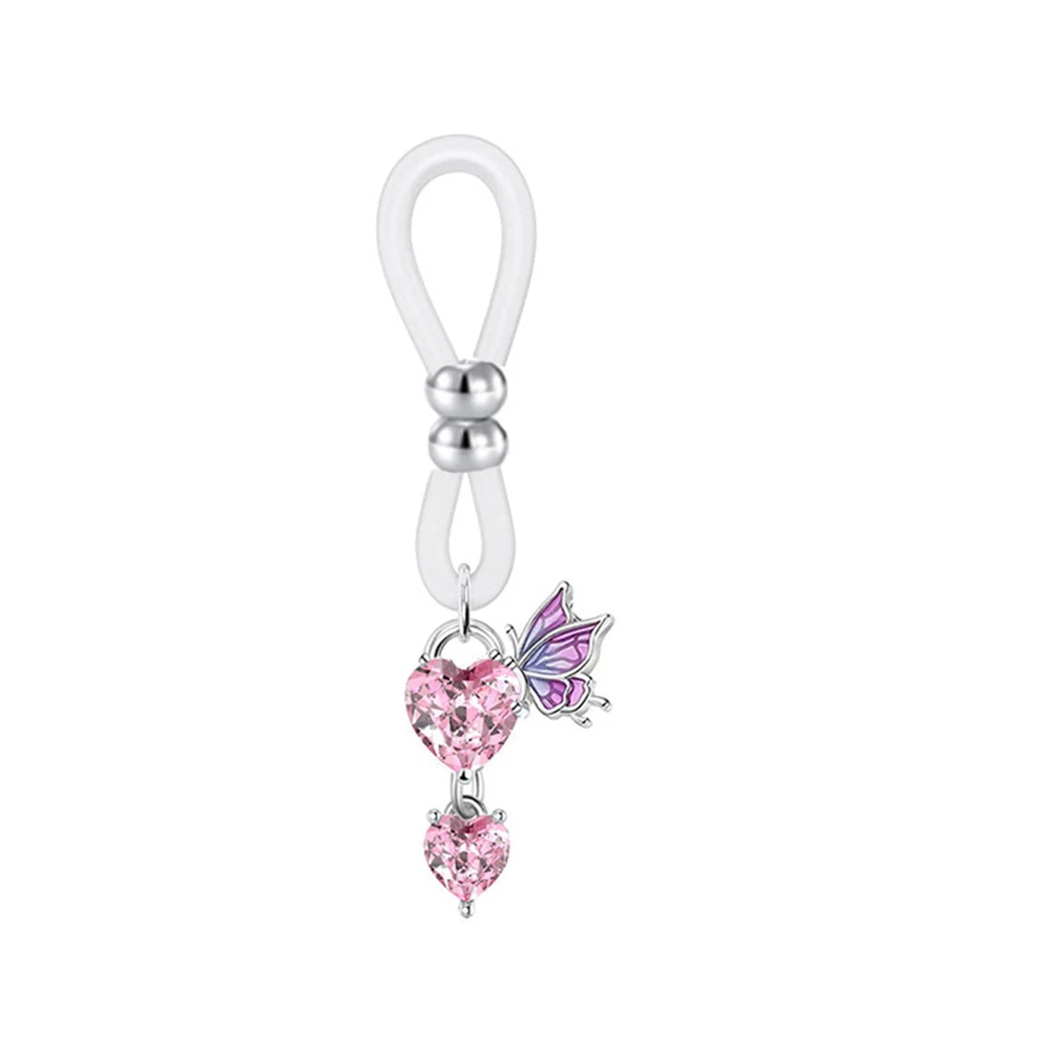 Faux Piercing téton Femme Cœur et Papillon
