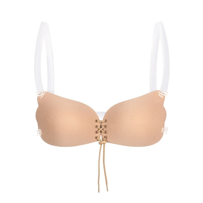 Soutien-gorge bretelle transparente beige