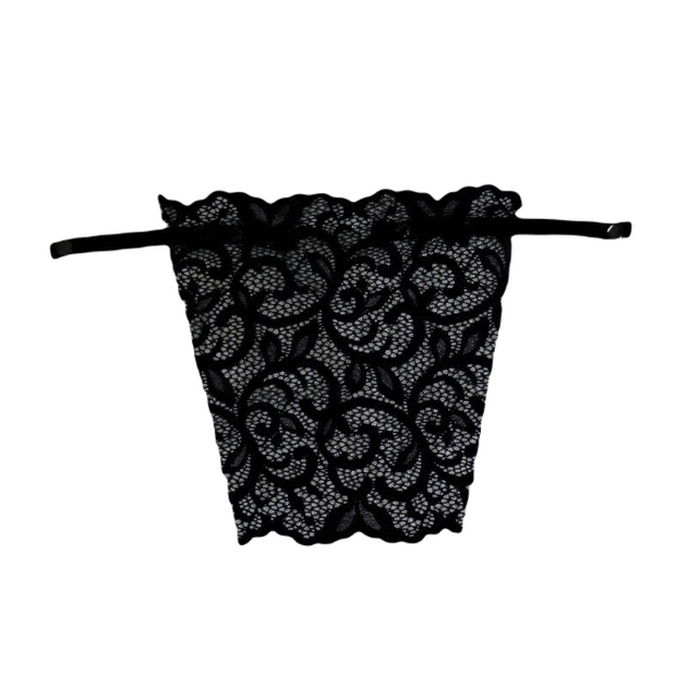 Kontakt - Caraco femme bords dentelle en coton stretch - Noir - Drest