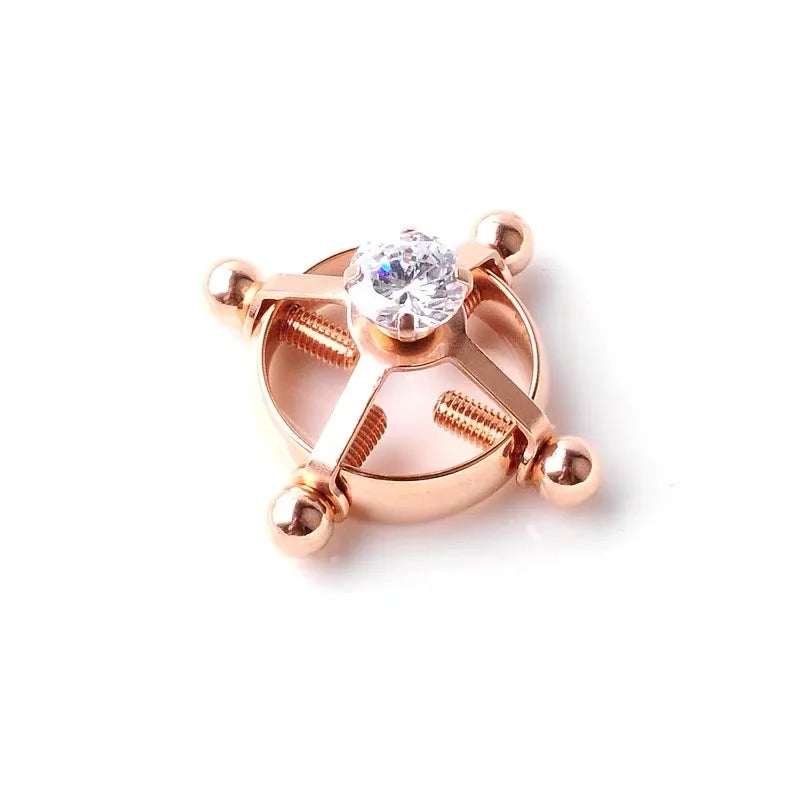 Faux piercing téton Diamant Femme Bronze