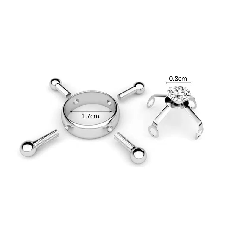 Faux piercing téton Diamant Femme Argent-2