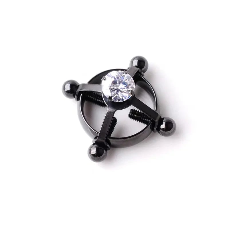 Faux piercing téton Diamant Femme Noir
