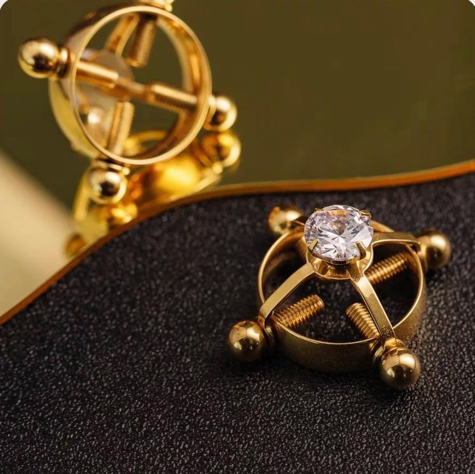 Faux piercing téton Diamant Femme Or-1