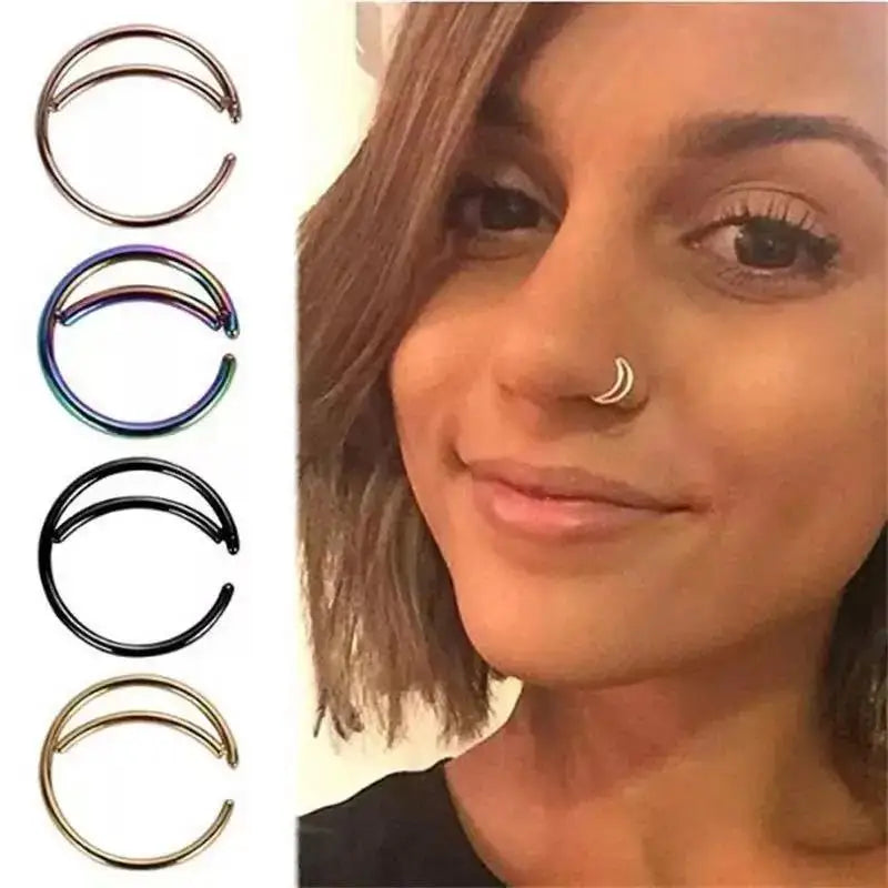 Faux Piercings Anneaux Lune pour Nez