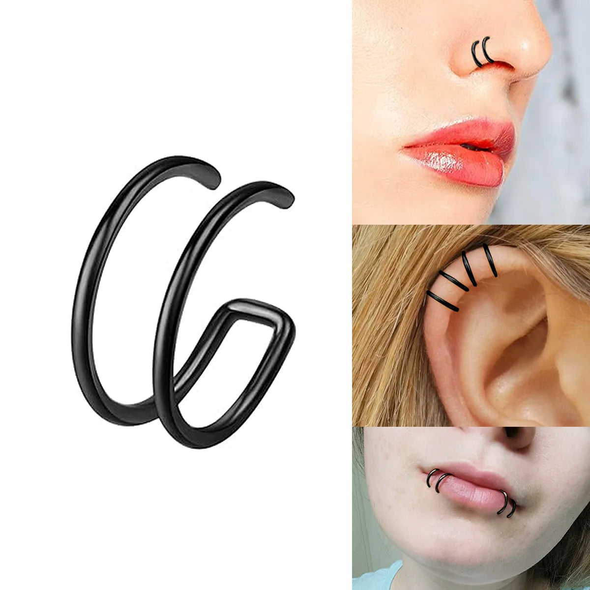 Faux Piercings Double Anneaux Adapte