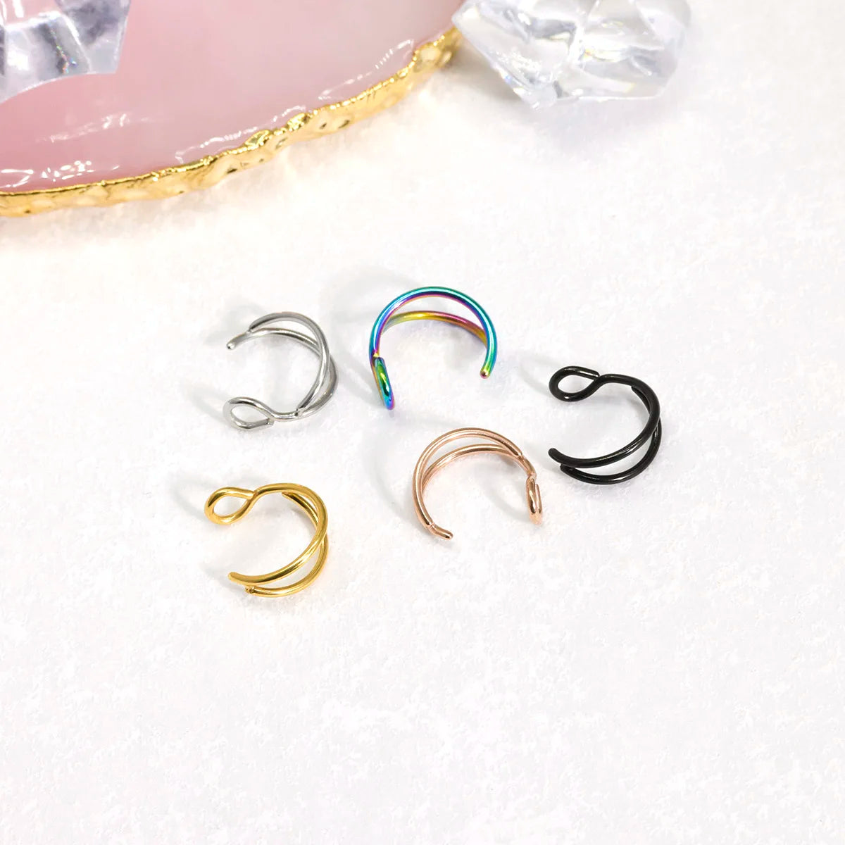 Faux Piercing pour Nez Double Anneau