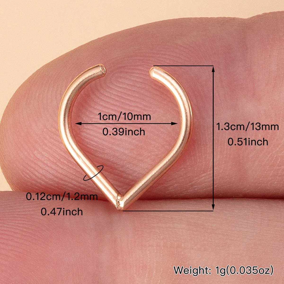 Faux Piercing Septum en Cœur pour le Nez