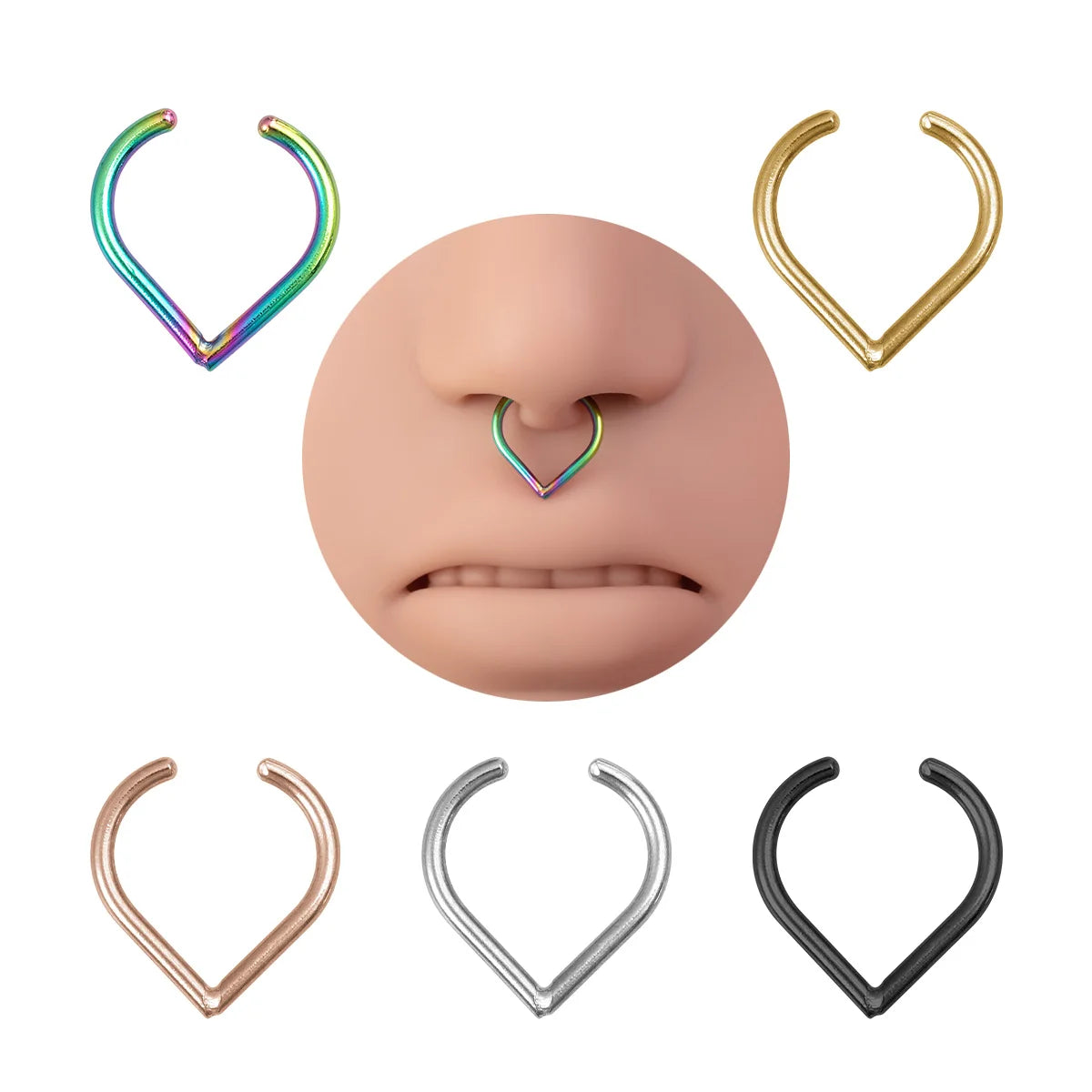 Faux Piercing Septum en Cœur pour le Nez