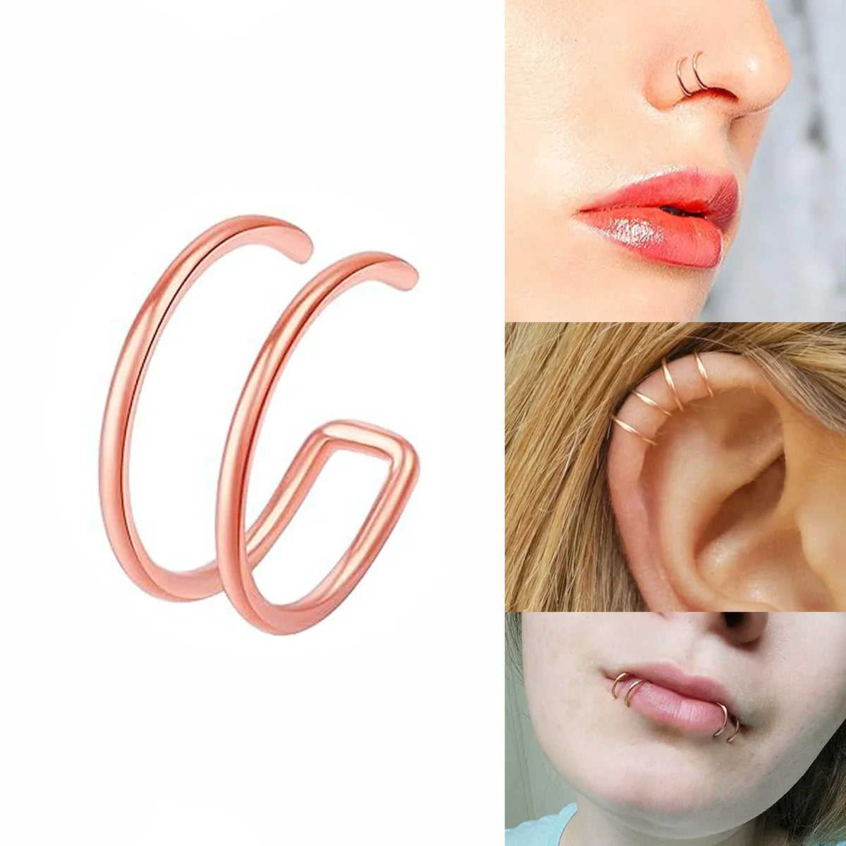 Faux Piercings Double Anneaux Adapte