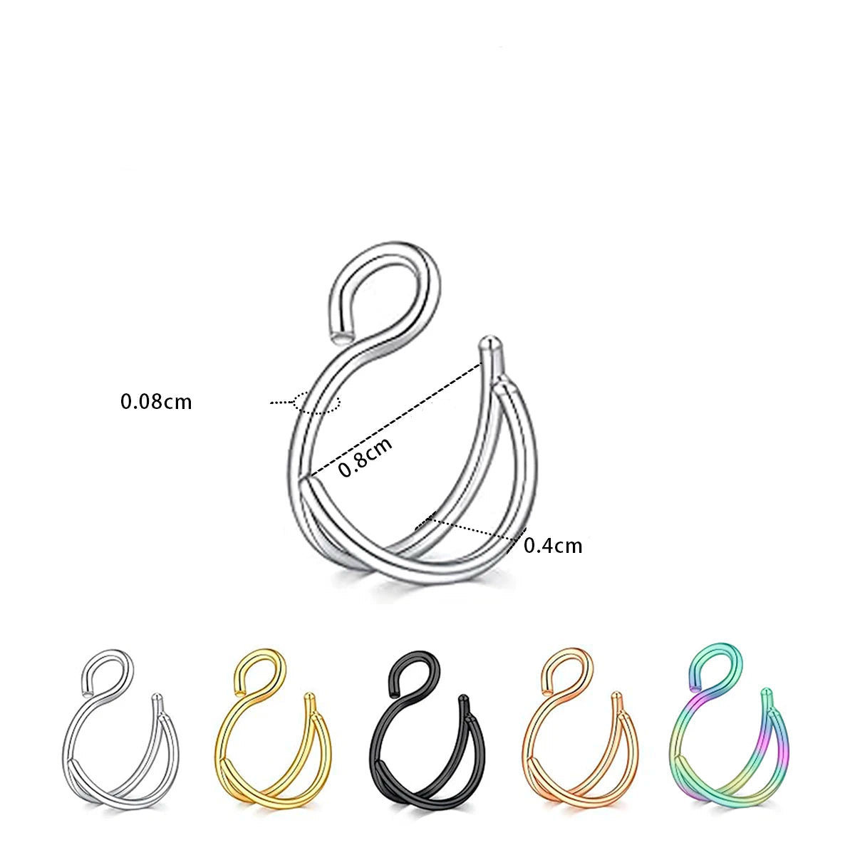 Faux Piercing pour Nez Double Anneau