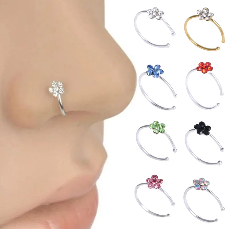Faux Piercing Fleur pour Nez