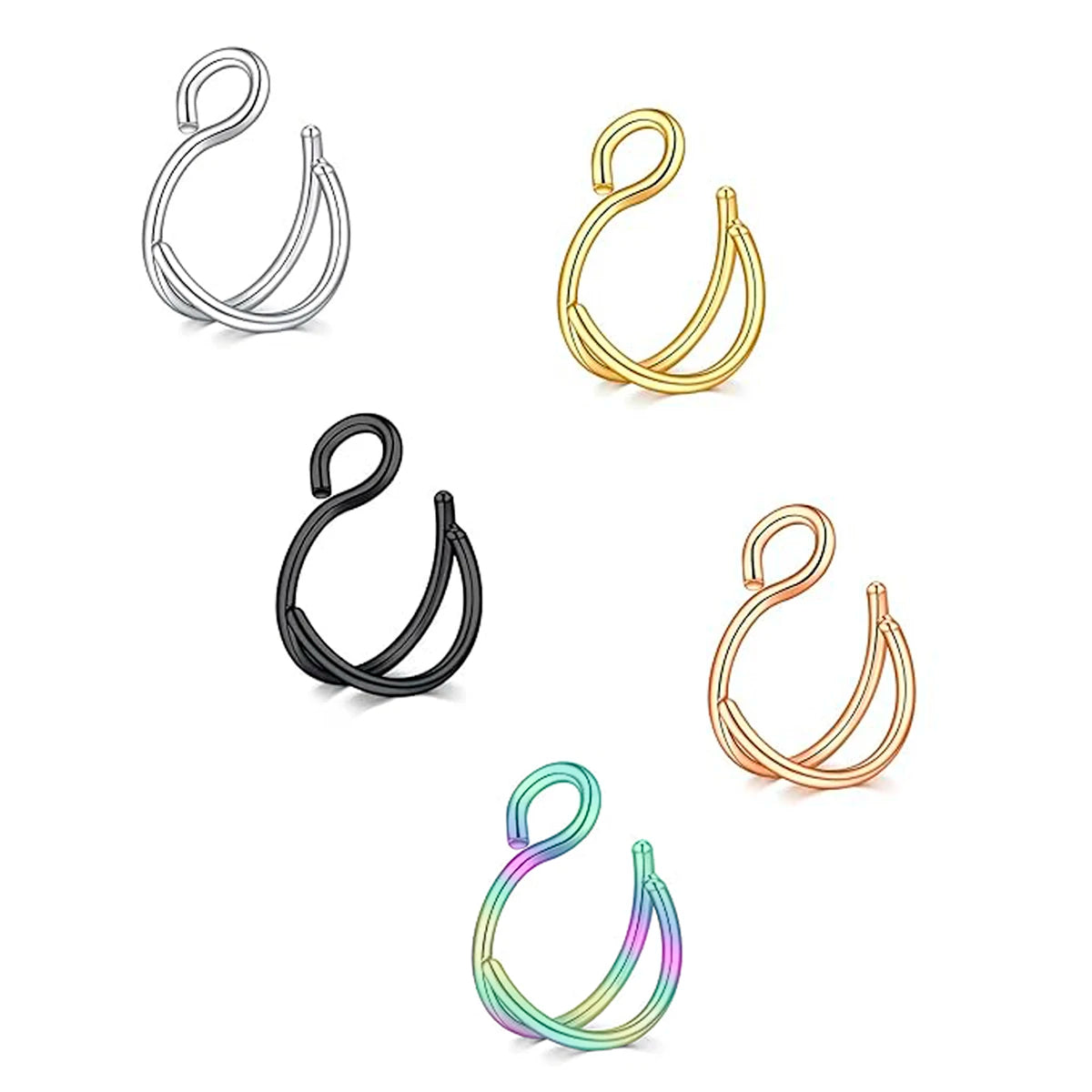 Faux Piercing pour Nez Double Anneau