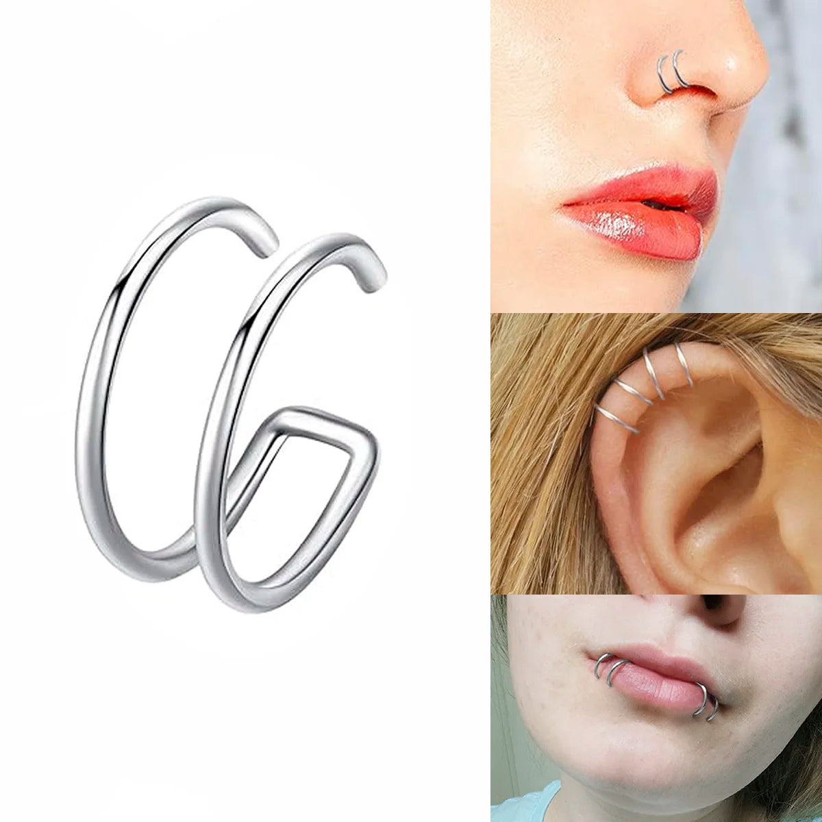 Faux Piercings Double Anneaux Adapte