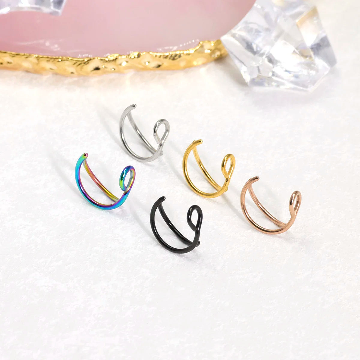 Faux Piercing pour Nez Double Anneau