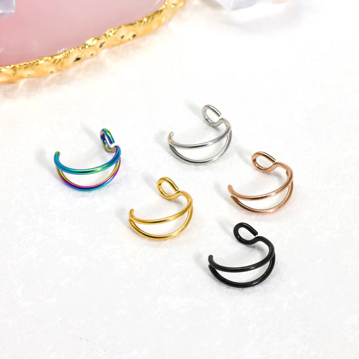 Faux Piercing pour Nez Double Anneau