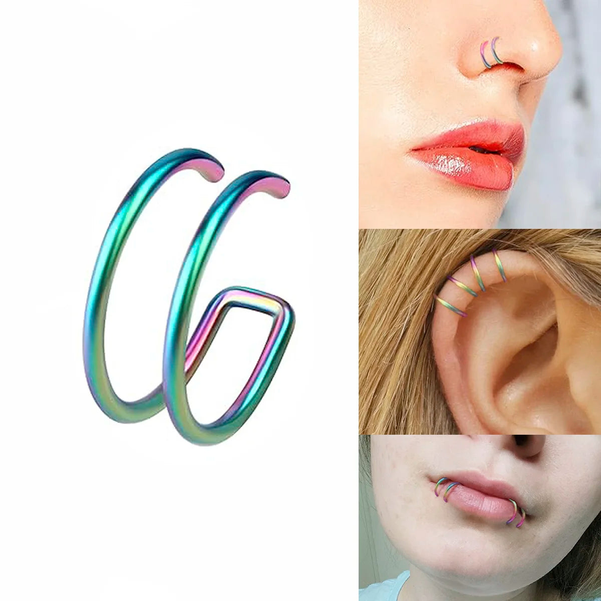 Faux Piercings Double Anneaux Adapte