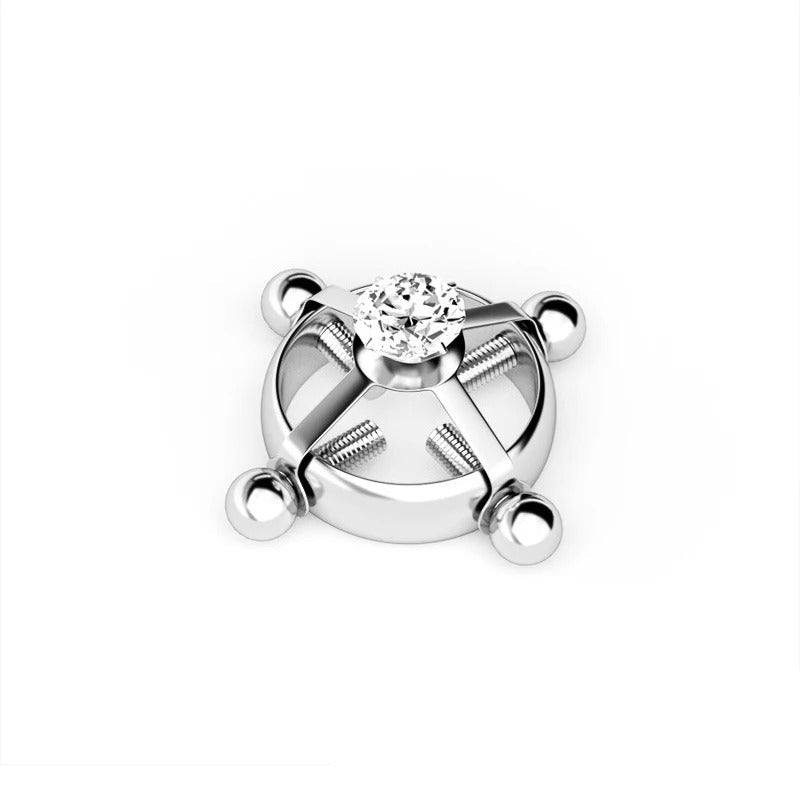 Faux Piercing Téton Diamant Femme Argent