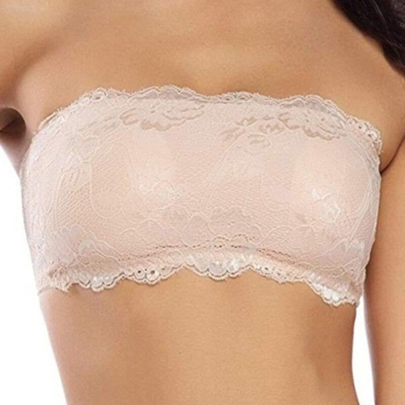 Soutien-Gorge en Bandeau Invisible Dentelle Beige