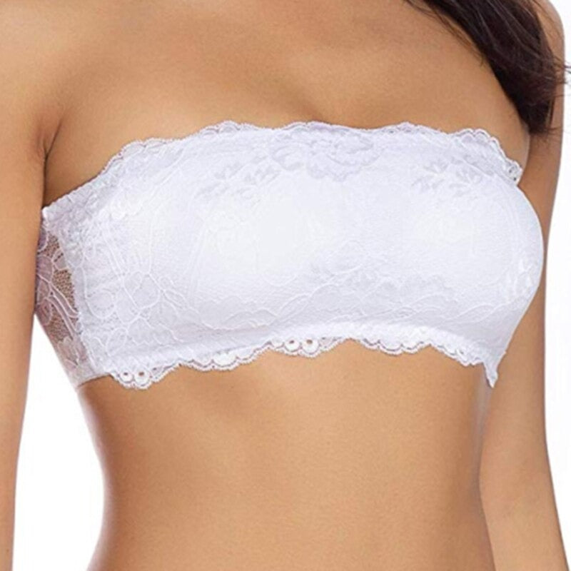 Soutien-Gorge en Bandeau Invisible Dentelle Blanc