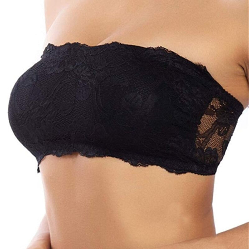 Soutien-Gorge en Bandeau Invisible Dentelle  Noir
