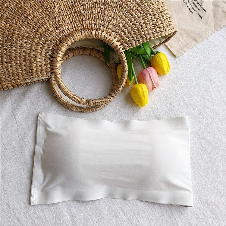 Soutien-Gorge en Bandeau Invisible Respirant Rembourré Blanc