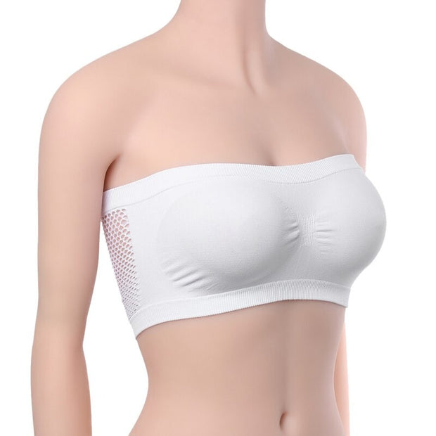 Boolavard Lot 3 Bandeaux Soutien-Gorge Femme Sans Couture - Noir, Blanc, Chair - Confort Quotidien & Dos Nu
