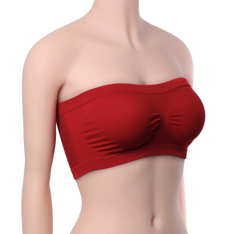Soutien-Gorge Bandeau Seins Invisibles rouge