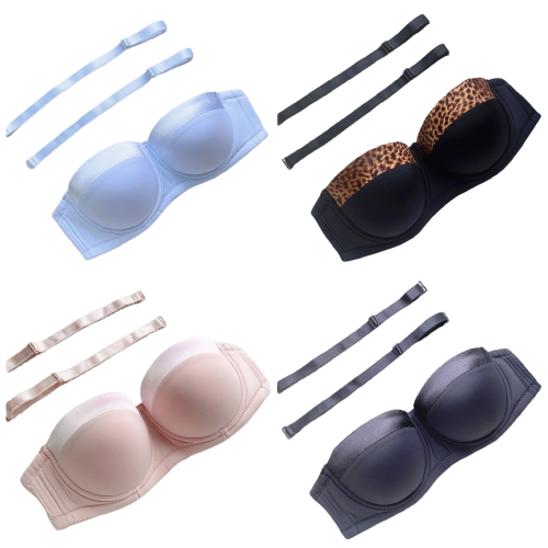 Soutien-Gorge Sans Bretelles Blanc-Bleu Ensemble